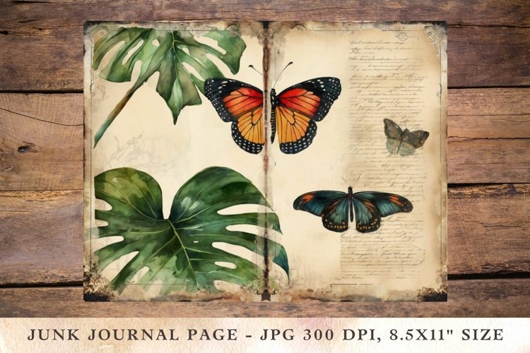 Printable Junk Journal Pages monstera 5 example image 1