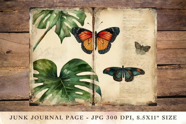 Printable Junk Journal Pages monstera 5
