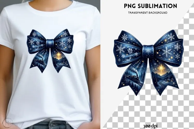 Christmas winter bow png design for T-shirts