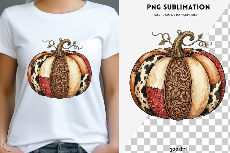 Rustic western pumpkin png design for T-shirts