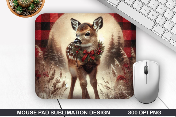 Deer Mouse Pad Sublimation, Christmas Mouse Pad PNG