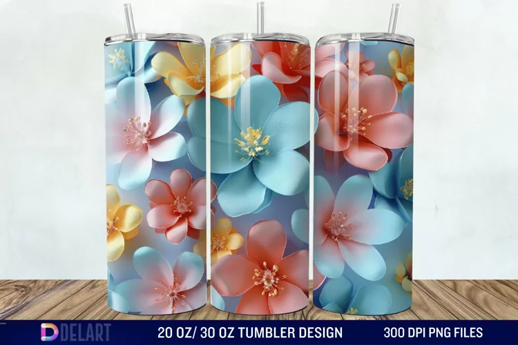 3D Floral Tumbler Wrap
