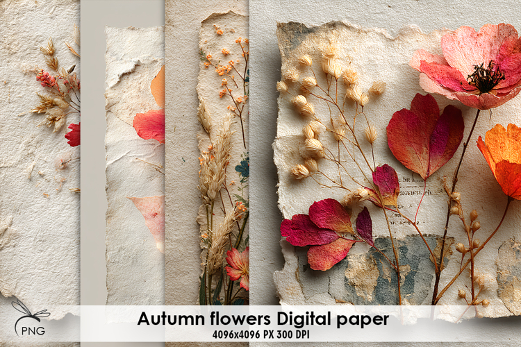 Autumn flowers digital paper
