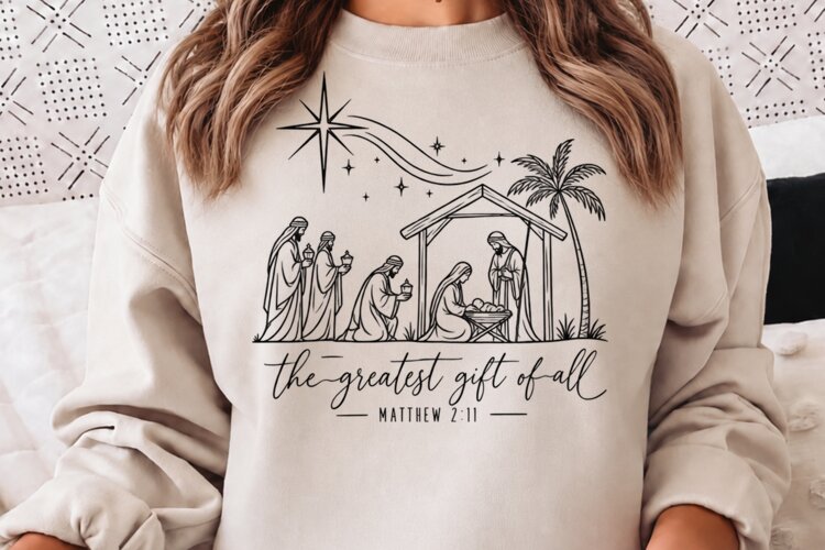 Greatest Gift of All Nativity PNG, Matthew 2:11 Christian Ch example image 1