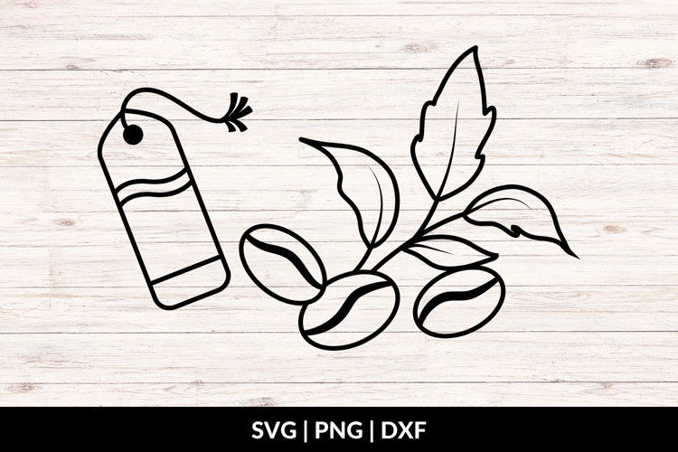 Hand Drawn Bookmark And Coffee Beans SVG