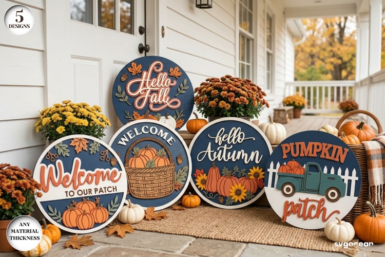 Fall Door Hanger Laser Cut Bundle | Autumn Sign | SVG