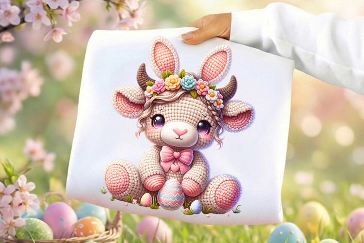 Crochet Yarn Easter Png Highland Cow Png, Faux Yarn Easter