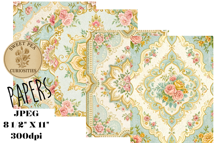 Shabby Chic, Flowers, Papers, Junk Journal