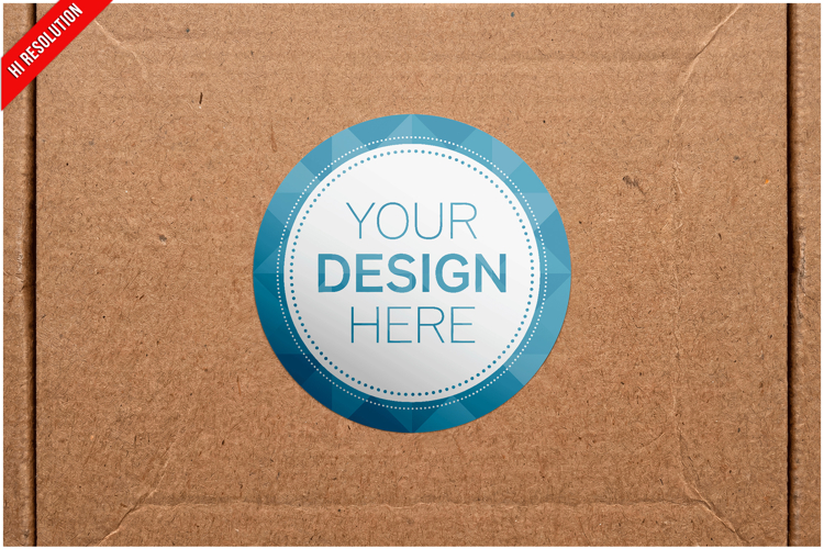 Round Sticker On Cardboard Box