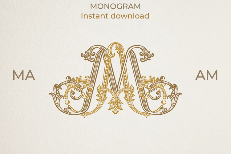 MA AM Wedding Monogram Logo | Elegant Initials Vector