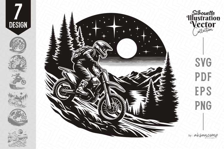 Night Adventure Trail Rider Silhouette Vector