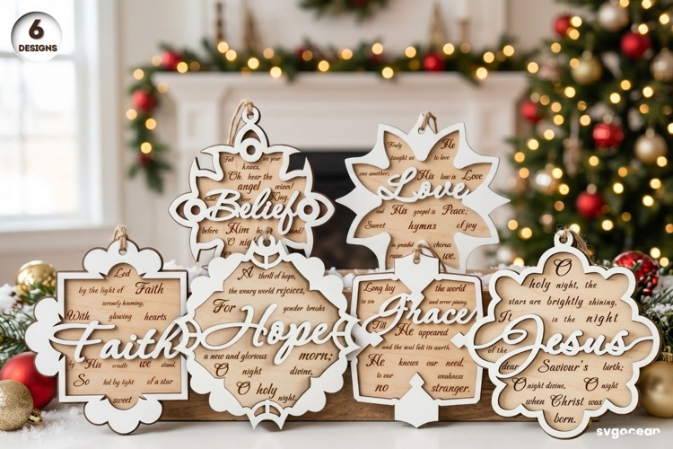 Nativity Snowflake Ornaments SVG Bundle | Christmas | CNC
