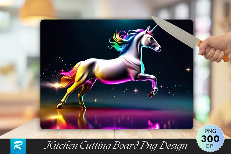 3D Unicorn Cutting Board Sublimation Design