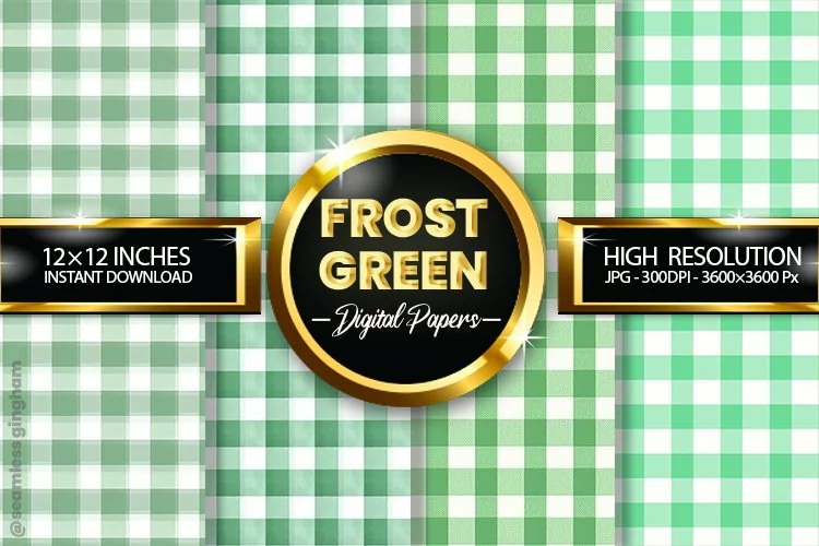 Frost Green Gingham Digital Papers 04 Variations