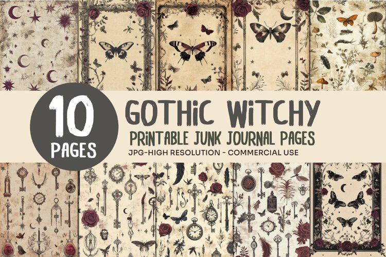 Gothic Butterfly Junk Journal Pages example image 1