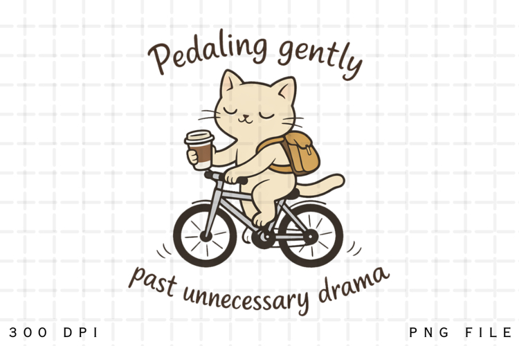 Cute Cat Cycling With Coffee Pedaling Past Unnecessary Drama