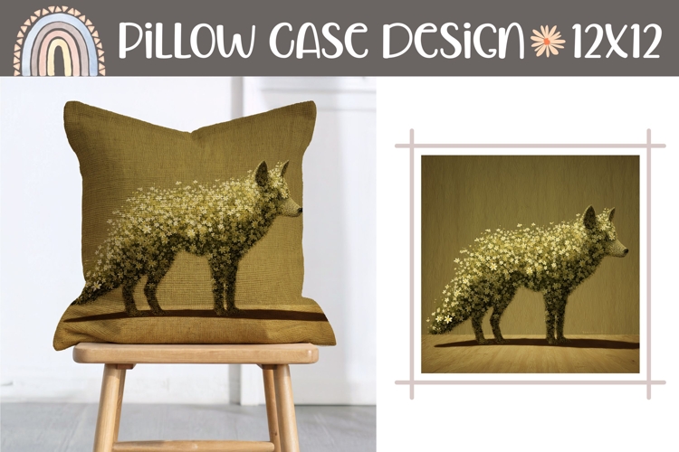 Floral Wolf Pillow, Animals Pillow Sublimation