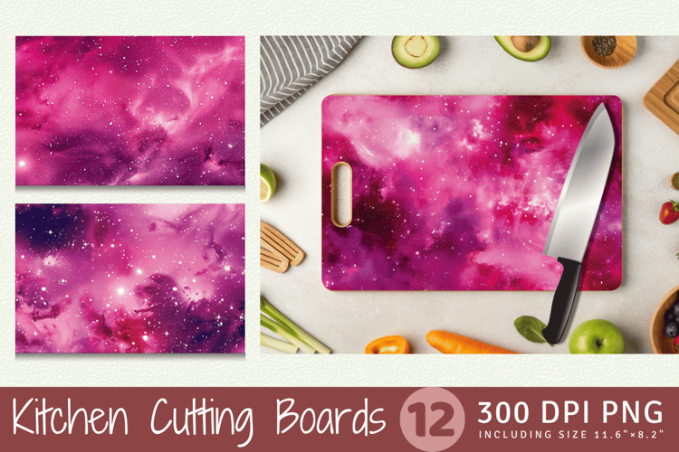 Hot Pink Galaxy Cutting Boards sublimation Design