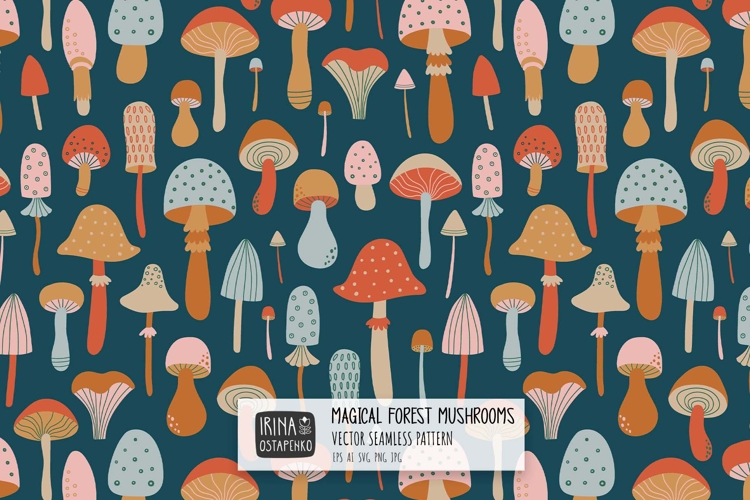 Mushroom Seamless Pattern Digital Paper