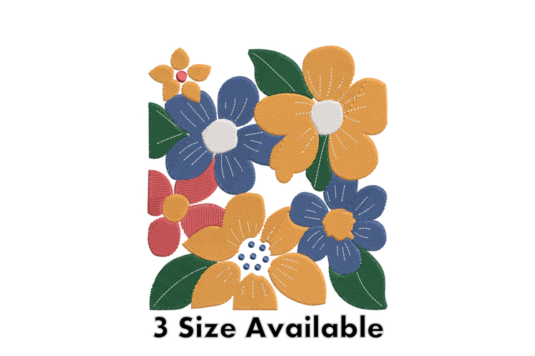 Colorful Mixed Floral Embroidery Design