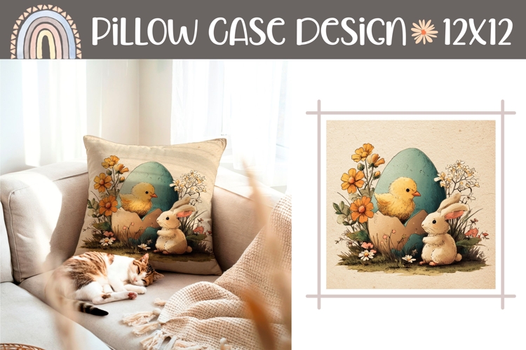 Cartoon Chick Pillow Case Design, Easter Pillow Print
