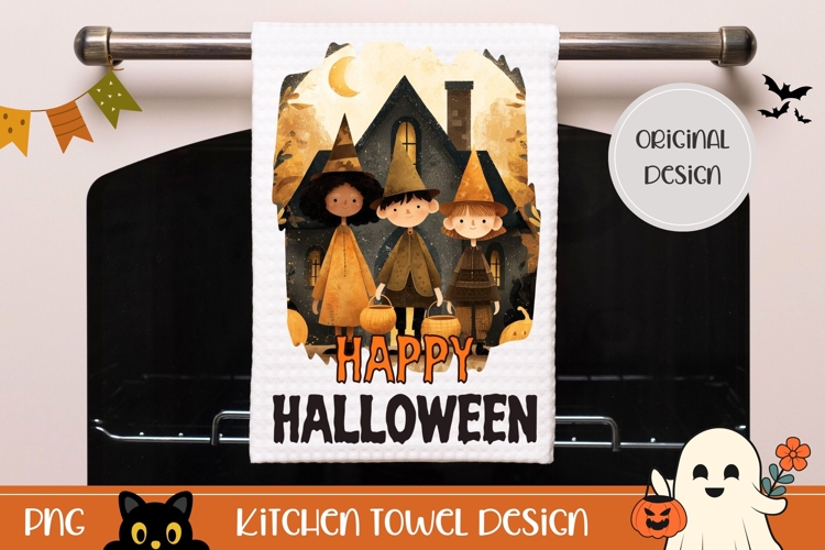Happy Halloween Towel, Kids Halloween Towel Template