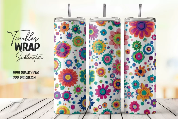 Floral Pattern Tumbler Wrap Sublimation Design