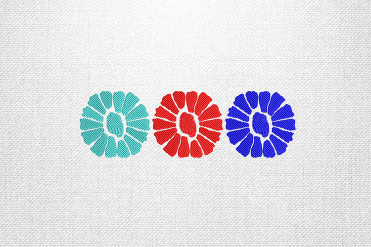 Triple Color Floral Round Embroidery Design