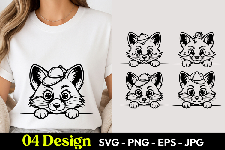 Cute Fox Peeking SVG PNG
