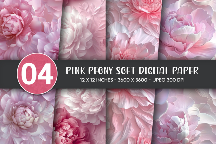Pink peony soft digital paper