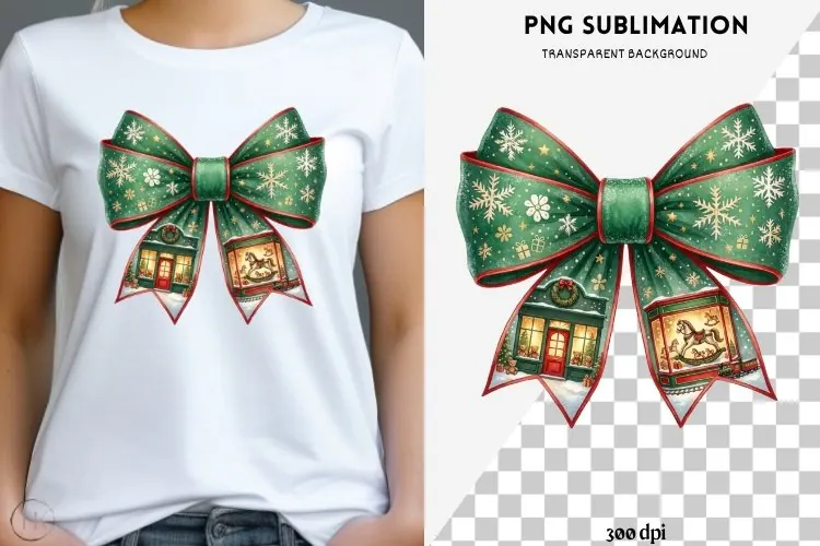 Christmas winter bow png design for T-shirts