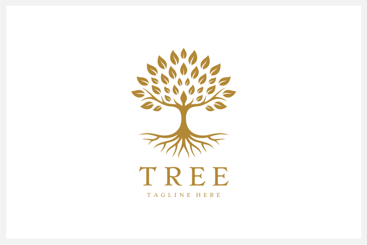 Golden Tree Logo Design Vector Illustration