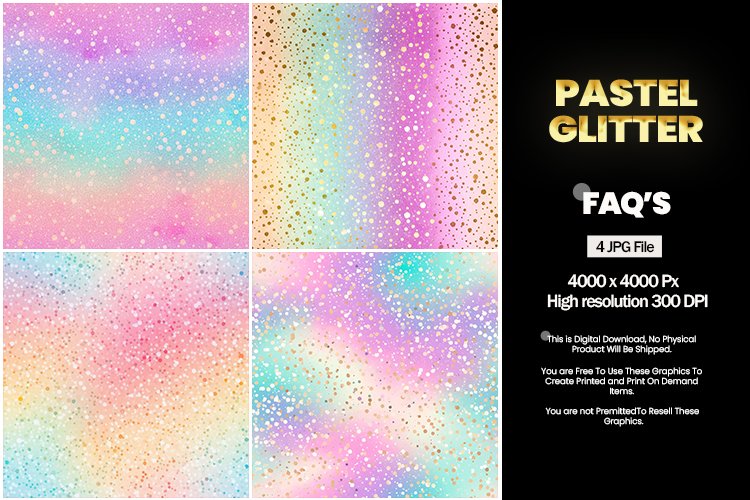 Pastel Glitter Square Coaster - 04 Variations