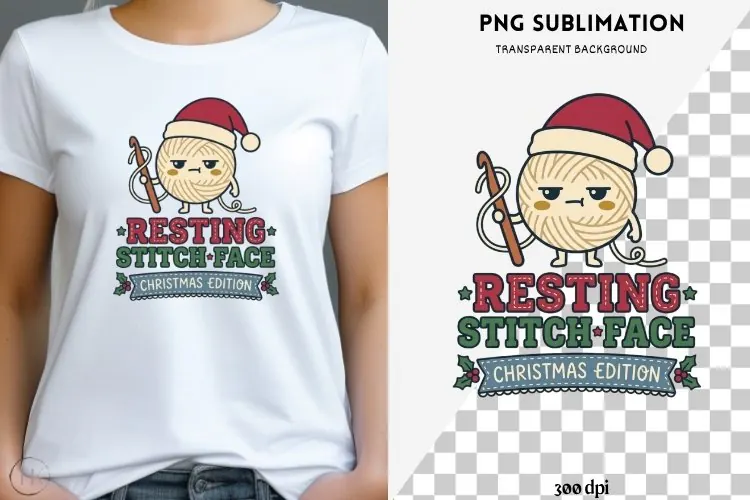 Christmas crochet png design for T-shirts