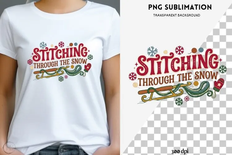 Christmas crochet png design for T-shirts