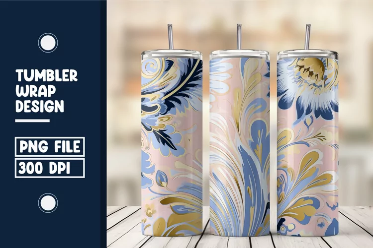 Old Fashioned Flower Tumbler Wrap Design