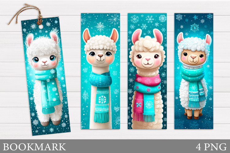 Christmas Lama Bookmark. Christmas Bookmark Sublimation