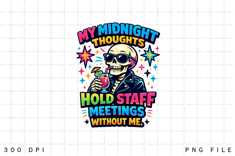 Midnight Thoughts About Meetings Funny Skeleton Humor