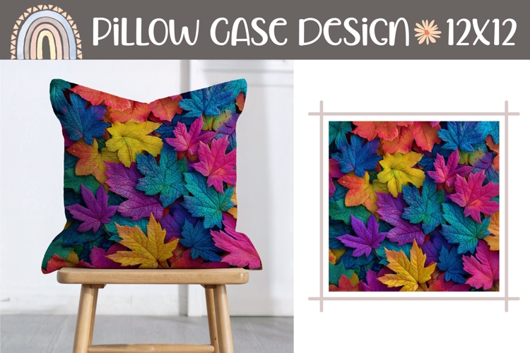 Fall Pillow Case Design, Fall Leaves Pillow Template