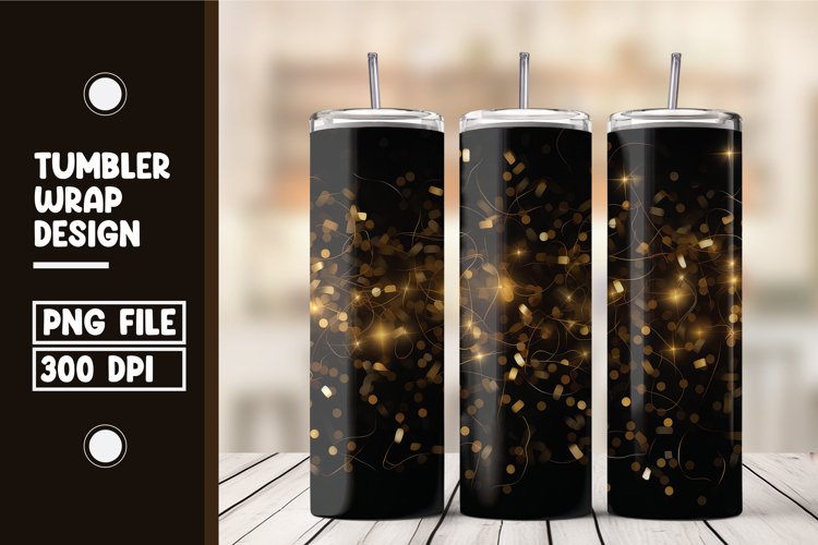 Black Golden Glitter paper tumbler wrap