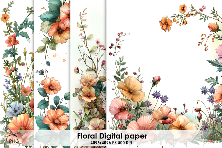 Floral digital paper, background clipart