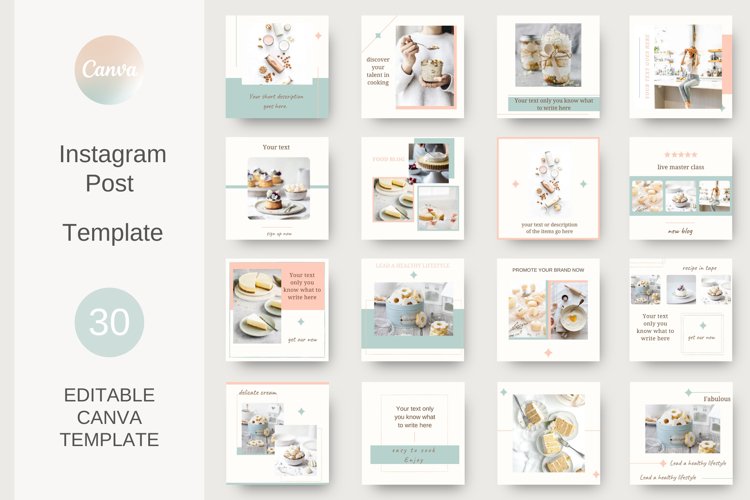 Food instagram templates for Canva. Nutrition Instagram Tem