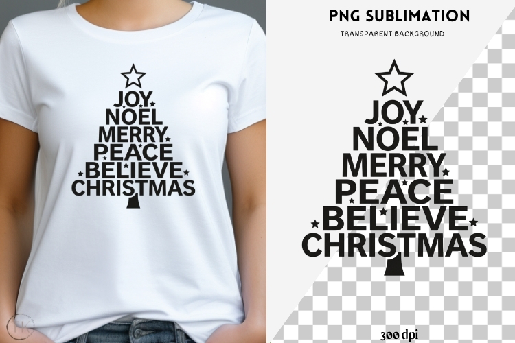 Christmas tree silhouette png design for T-shirts