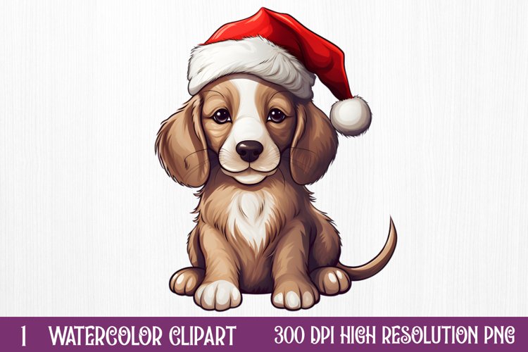 Cute Christmas Dog Sublimation Clipart, Cute Christmas Dog