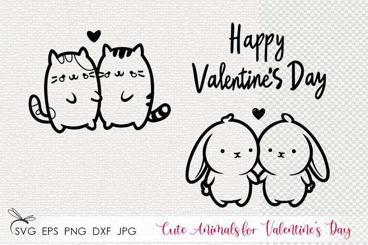 Cute Animals for Valentines Day svg - 3 Variations