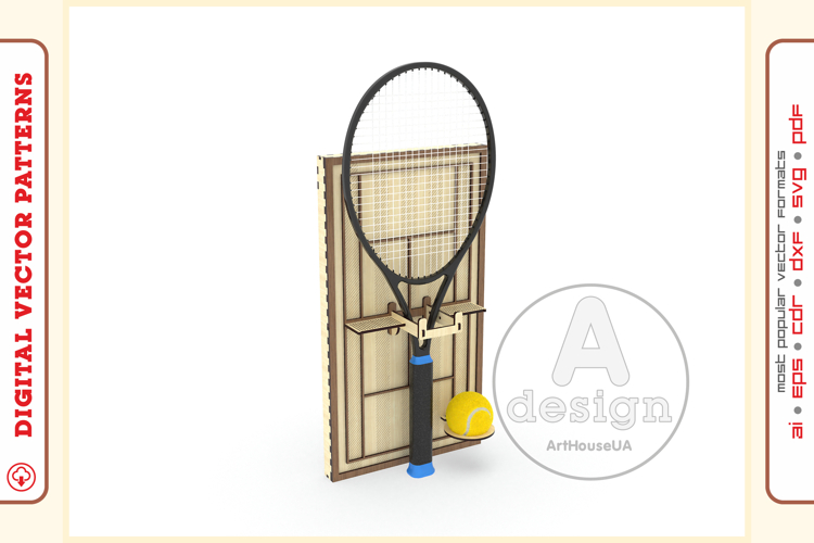 Tennis Racket Wall Mount Laser Cut File Display Holder