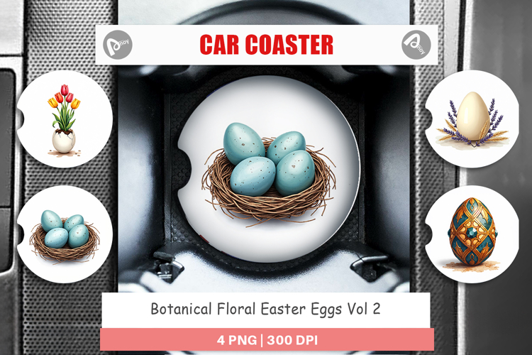 Floral Easter Eggs Car Coaster