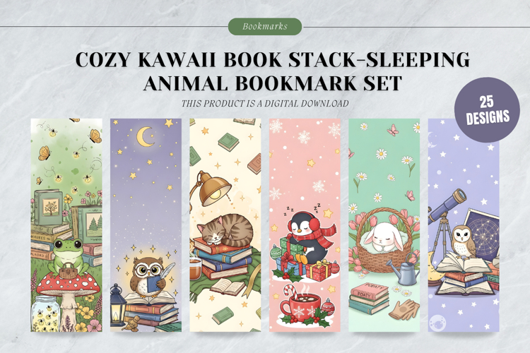 Cozy Seasonal Kawaii-Pastel Collage Bookmark Set,Cute Autumn