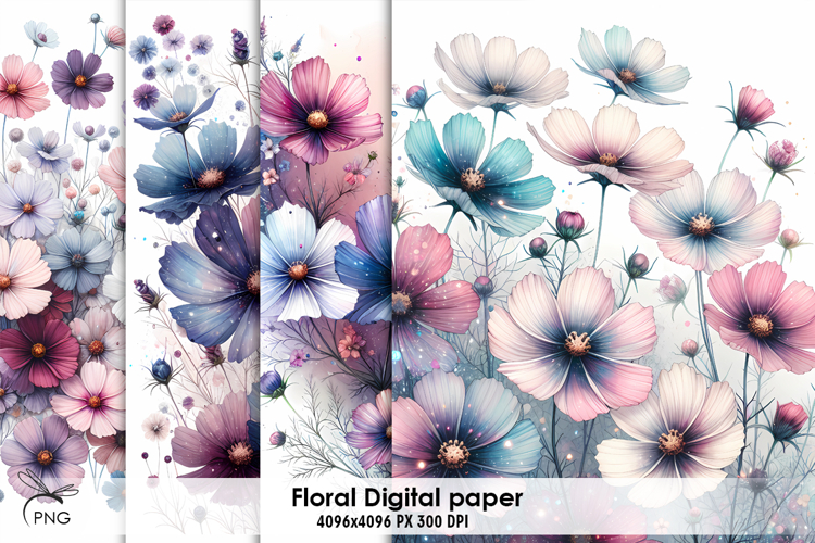 Summer flowers digital paper
