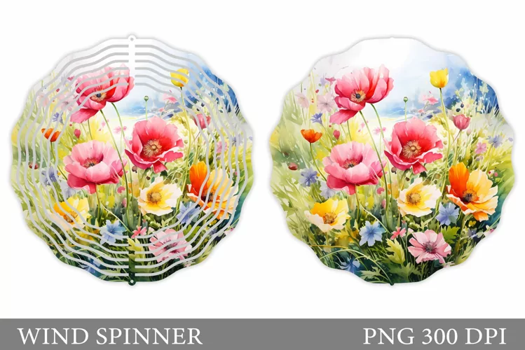 Wildflowers Wind Spinner Design. Floral Wind Spinner